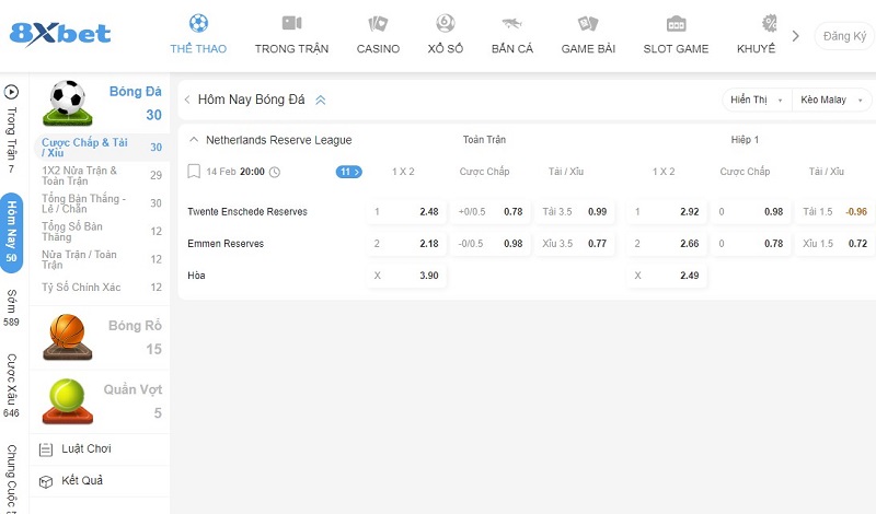Cá cược thể thao 8xbet